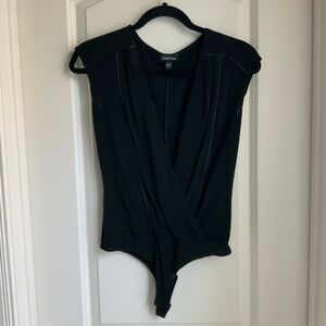Bebe Elegant Black Draped Bodysuit